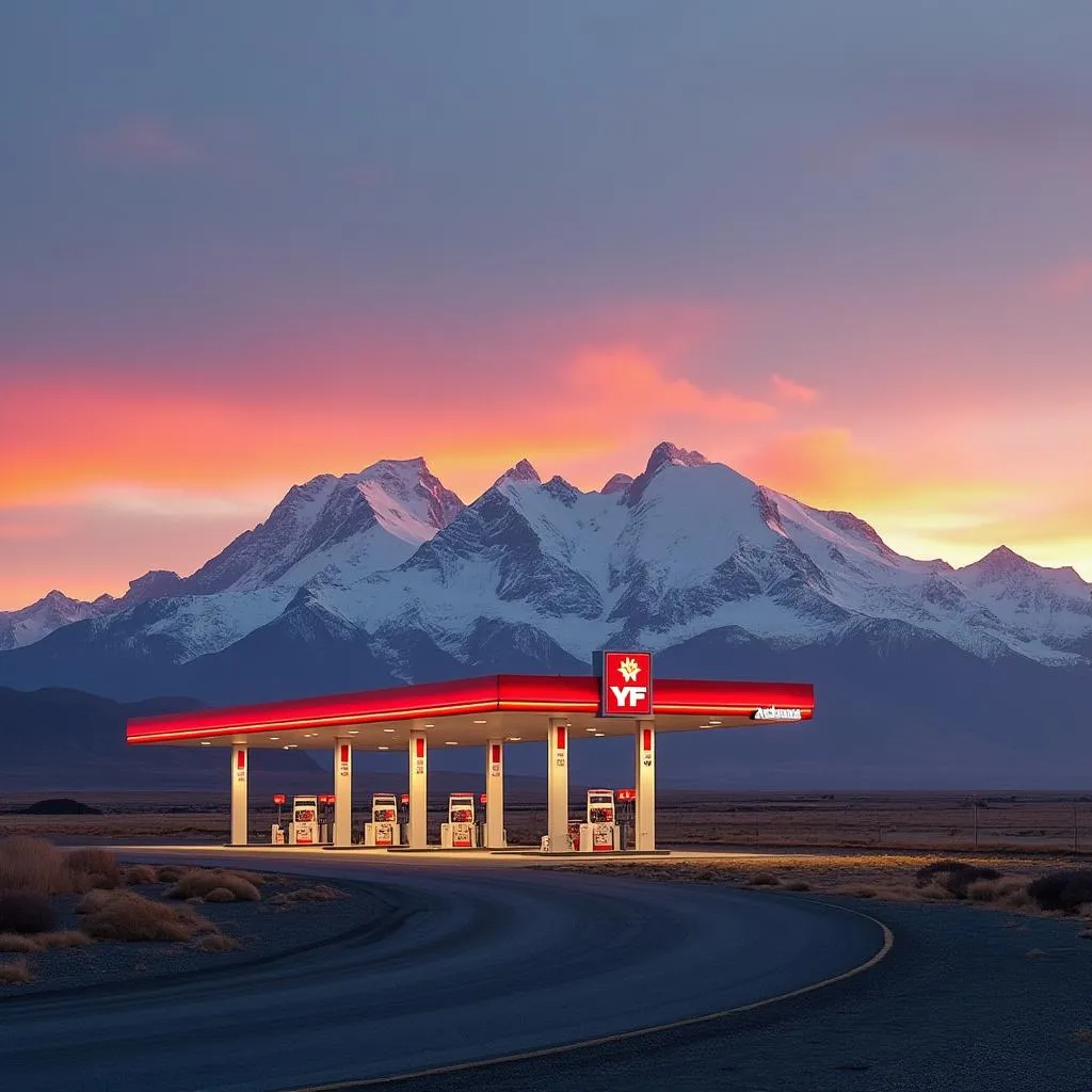 Estación YPF moderna en la Patagonia